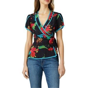 Nanette Lepore Silk Floral Wrap Top, 6